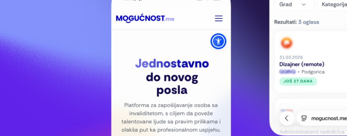 MOGUĆNOST.ME – DIGITALNA PLATFORMA ZA INKLUZIVNO ZAPOŠLJAVANJE U CRNOJ GORI