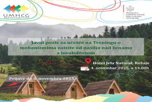 Javni poziv: Trening o mehanizmima zaštite od nasilja nad ženama s invaliditetom