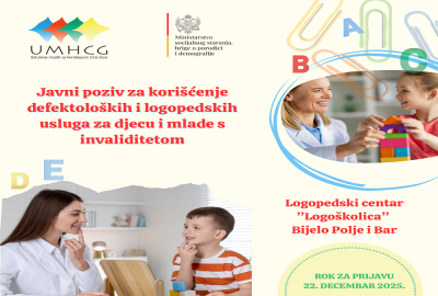 JAVNI POZIV za prijavu za kori&scaron;ćenje defektolo&scaron;kih i logopedskih usluga za djecu i mlade s invaliditetom