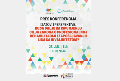 NAJAVA PRES KONFERENCIJE: IZAZOVI I PERSPEKTIVE - KUDA DALJE KA ISPUNJENJU CILJA  ZAKONA O PROFESIONALNOJ REHABILITACIJI I ZAPOŠLJAVANJU LICA SA INVALIDITETOM?